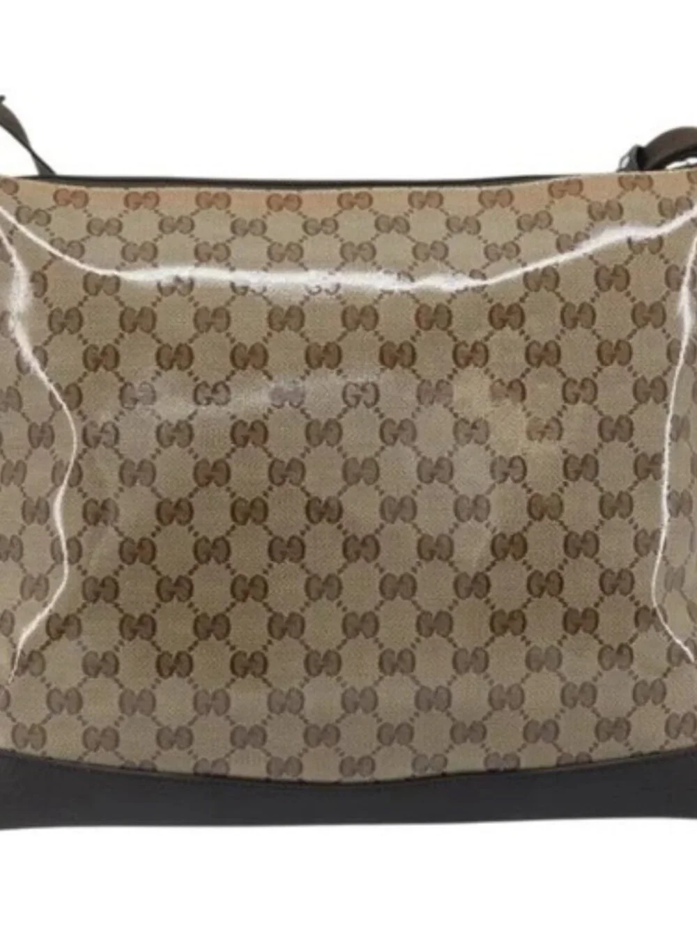 GUCCI GG Crystal Shoulder Bag Coated Canvas Beige Gold 374411 Auth SW2277A